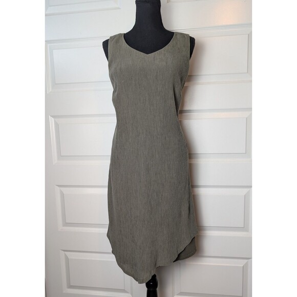 J Jill Pure Jill Size S Dress Sleeveless Asymmetric Textured Tencel Olive Green - Picture 2 of 12